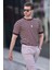 Kahverengi Bisiklet Yaka Çizgili Kısa Kollu Erkek T-Shirt 6884 2