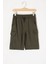 Haki Kargo Cepli Erkek Çocuk Beli Lastikli Şort 19081 1