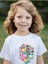 Smile Kalp Baskılı Kız Çocuk Pamuklu Bisiklet Yaka Basic Tshirt 2