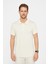 Erkek Slim Fit Dar Kesim Pamuklu Yumuşak Doku Nefes Alan Kumaş Kıvrılmaz Yaka Ekru Polo Yaka Tişört 3