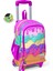 Kids Pembe Rengarenk Dondurma Desenli Üç Bölmeli Çekçekli Okul Sırt Çantası 23931 6