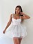 Beyaz Nokta Baskı Spagetti Lolita Tarzı Cutecore Mini Elbise 1