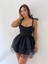 Siyah Nokta Baskı Spagetti Lolita Tarzı Cutecore Mini Elbise 1
