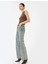 Standart Bel Kot Pantolon Geniş Paça Düğmeli Cepli Pamuklu - Wide Leg Jeans 2