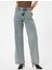 Standart Bel Kot Pantolon Geniş Paça Düğmeli Cepli Pamuklu - Wide Leg Jeans 3