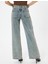 Standart Bel Kot Pantolon Geniş Paça Düğmeli Cepli Pamuklu - Wide Leg Jeans 4