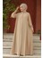 Düğmeli Camel Tesettür Elbise 520066C 2