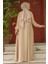 Düğmeli Camel Tesettür Elbise 520066C 3