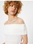 Madonna Yaka Crop Bluz Kısa Kollu Bürümcük Dokulu Slim Fit 1