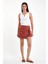 Kadın Sienna Terracotta Slim Fit Gabardin Şort Etek 1