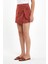 Kadın Sienna Terracotta Slim Fit Gabardin Şort Etek 3