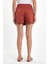 Kadın Sienna Terracotta Slim Fit Gabardin Şort Etek 4