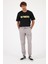 Erkek Simon Buz Gri Slim Fit Gabardin Jogger Pantolon 1