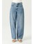 Orta Mavi Yüksek Bel Patı Fermuarlı Loose Jean Pantolon C 4934-017 2