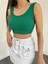 Kadın Kalın Askılı U Yaka Kaşkorse Crop Top 2