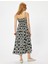 Midi Boy Askılı Viskon Elbise Etnik Desenli Önden Bağlama Detaylı 4