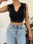 Fav Style Kadın Fermuarlı Polo Yaka Kolsuz Ters Dikiş Detaylı Crop Bluz 2