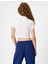 Crop Tişört Polo Yaka Düğmeli Kısa Kollu Kolej Işlemeli Slim Fit 4