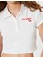 Crop Tişört Polo Yaka Düğmeli Kısa Kollu Kolej Işlemeli Slim Fit 5