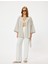 Keten Oversize Kimono Geniş Uzun Kol Kuşak Detaylı 1