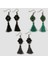 El Yapımı Kristal Boncuk Küpe 3'lü Set - Siyah / Turkuaz / Füme 4