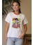 Baskılı Kısa Kollu Ekru Kadın T-Shirt 27421-2Y4 2