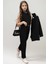 Kız Çocuk Yakası Taş Işlemeli Kolsuz Bluz Kemerli Blazer Ceket Pantolon Black Alt Üst Takım 2