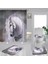 Beyaz At Polyester Kumaş Duş Perdesi Kaymaz Banyo Mat Tuvalet Kapağı Kilim Hayvan Sanat Ev Banyo Dekor Seti | Duş Perdeleri (150 * 180) (Yurt Dışından) 2