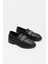 Morris Siyah Hakiki Deri Gümüş Aksesuarlı Kadın Loafer 5