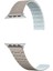 Apple Watch Uyumlu 4 5 38MM Kordon Mıknatıslı Parça Çizgi Desenli Silikon KRD111 Bej 1