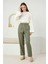 Keten Havuç Pantolon Küf Yeşili 8