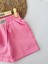 Renkli Gabardin Cepli Kız Kot Şort - Pembe 2