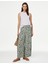 Yüksek Bel Desenli Crop Wide Leg Pantolon 1