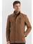 Taba Kaşe Dik Yaka Kapitoneli Astar Slim Fit Dar Kesim Klasik Kaban 1008245150 1
