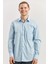 Koyu Mavi Uzun Kollu Sert Yaka Cepli Pamuklu Basic Comfort Fit Rahat Kesim Gömlek 1004240051 1