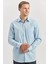 Koyu Mavi Uzun Kollu Sert Yaka Cepli Pamuklu Basic Comfort Fit Rahat Kesim Gömlek 1004240051 2