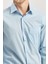 Koyu Mavi Uzun Kollu Sert Yaka Cepli Pamuklu Basic Comfort Fit Rahat Kesim Gömlek 1004240051 3