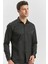 Siyah Uzun Kol Düz Bez Ayağı Yarım İtalyan Yaka Classic Slim Fit Gömlek 1004240268 2