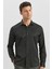 Siyah Uzun Kol Düz Bez Ayağı Yarım İtalyan Yaka Classic Slim Fit Gömlek 1004240268 5
