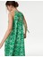 Halter Yaka Desenli Midi Keten Elbise 3