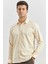 Açık Bej Uzun Kol Düz Bez Ayağı 032 Sert Yaka Classic Slim Fit Gömlek 1004240334 3