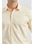 Açık Bej Uzun Kol Düz Bez Ayağı 032 Sert Yaka Classic Slim Fit Gömlek 1004240334 4