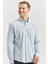 Mavi Uzun Kollu Gofreli Biyeli %100 Pamuk Casual Slim Fit Dar Kesim Gömlek 1004240247 1