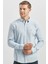 Mavi Uzun Kollu Gofreli Biyeli %100 Pamuk Casual Slim Fit Dar Kesim Gömlek 1004240247 2