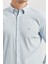 Mavi Uzun Kollu Gofreli Biyeli %100 Pamuk Casual Slim Fit Dar Kesim Gömlek 1004240247 4