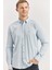 Mavi Uzun Kollu Gofreli Biyeli %100 Pamuk Casual Slim Fit Dar Kesim Gömlek 1004240247 5