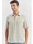 Koyu Lacivert Kısa Kollu Baskılı Düğmeli Yaka Keten Casual Slim Fit Dar Kesim Gömlek 1004240241 1