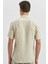 Yeşil Kısa Kollu Baskılı Düğmeli Yaka Keten Casual Slim Fit Dar Kesim Gömlek 1004240241 5