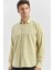 Açık Yeşil Uzun Kollu Gofreli Biyeli %100 Pamuk Casual Slim Fit Dar Kesim Gömlek 1004240247 4