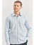 Koyu Mavi Uzun Kol Kendinden Desenli Armürlü 032 Sert Yaka Casual Slim Fit Gömlek 1004240249 1